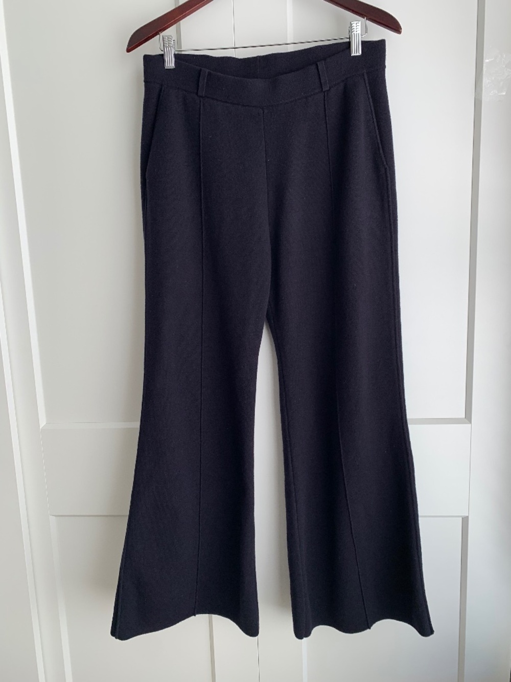 COS Flared Knitted Wool Pant Women's Size M in Dark Navy High Rise